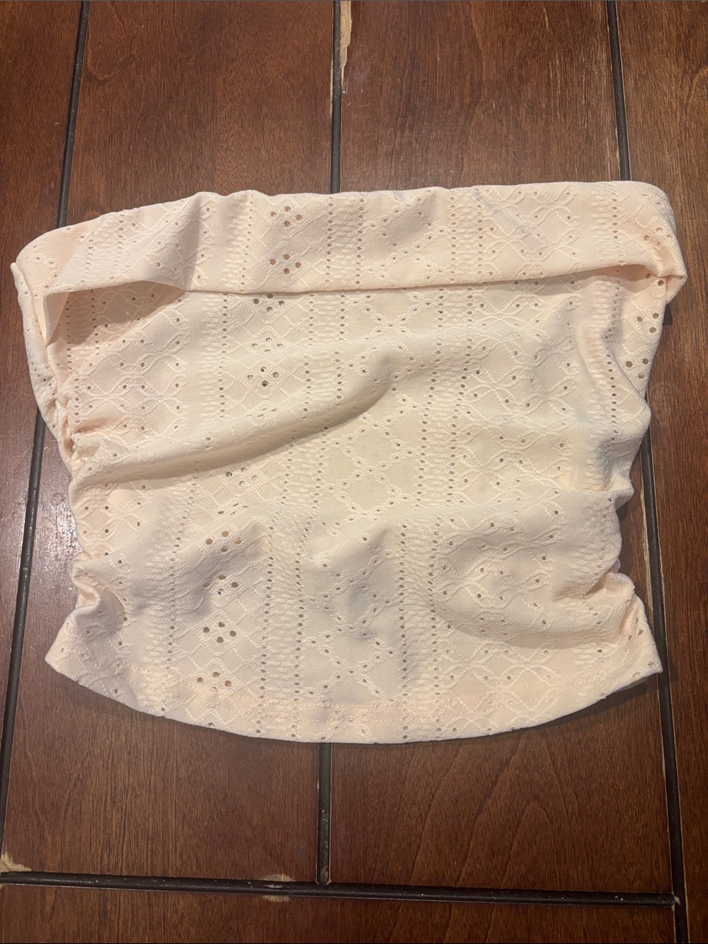 SHEIN Light Blush Eyelet Strapless Crop Top